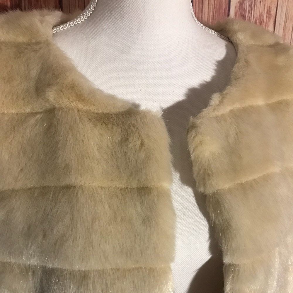 New York and Company faux fur beige vest medium - Picture 4 of 8